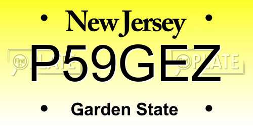P59GEZ New Jersey License Plate