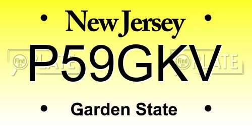 P59GKV New Jersey License Plate