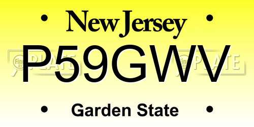 P59GWV New Jersey License Plate