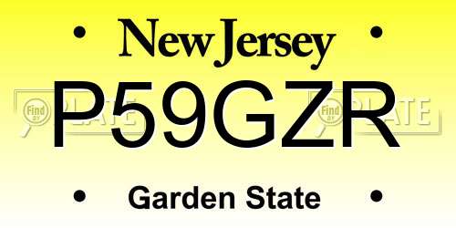 P59GZR New Jersey License Plate