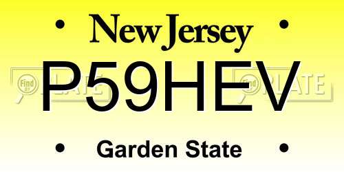 P59HEV New Jersey License Plate