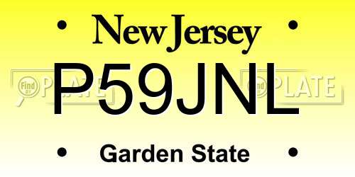 P59JNL New Jersey License Plate