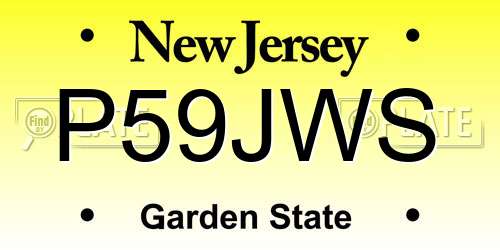P59JWS New Jersey License Plate