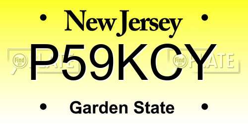 P59KCY New Jersey License Plate