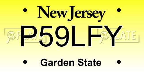 P59LFY New Jersey License Plate
