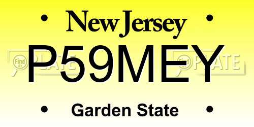 P59MEY New Jersey License Plate
