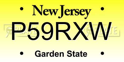P59RXW New Jersey License Plate