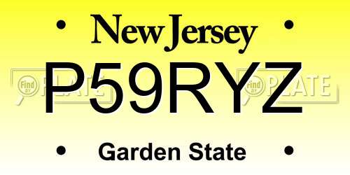 P59RYZ New Jersey License Plate
