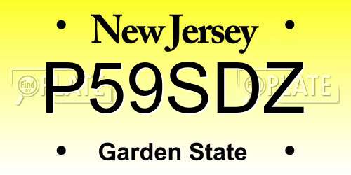 P59SDZ New Jersey License Plate