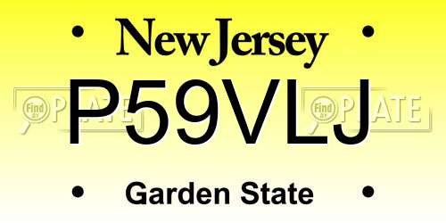 P59VLJ New Jersey License Plate
