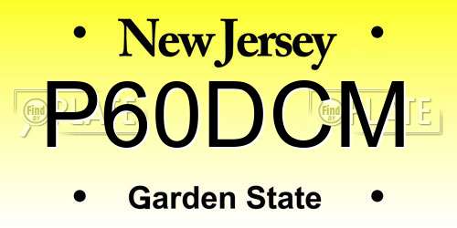 P60DCM New Jersey License Plate
