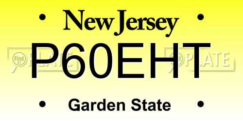 P60EHT New Jersey License Plate