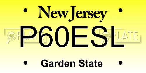 P60ESL New Jersey License Plate