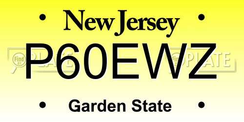 P60EWZ New Jersey License Plate