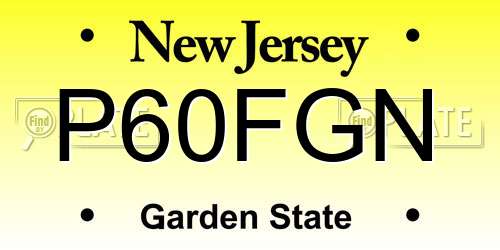 P60FGN New Jersey License Plate
