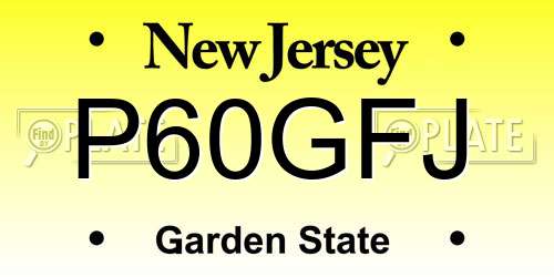 P60GFJ New Jersey License Plate