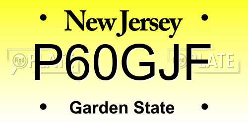 P60GJF New Jersey License Plate