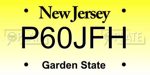 P60JFH New Jersey License Plate
