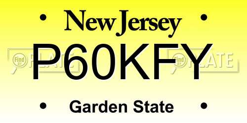 P60KFY New Jersey License Plate