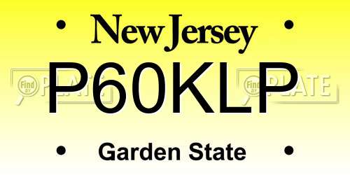 P60KLP New Jersey License Plate