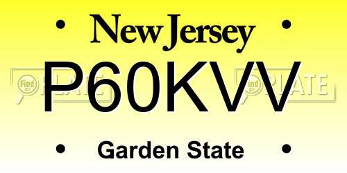 P60KVV New Jersey License Plate