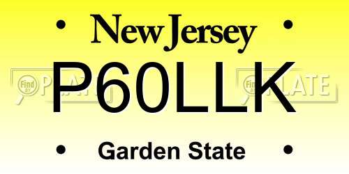 P60LLK New Jersey License Plate