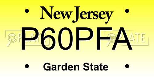 P60PFA New Jersey License Plate