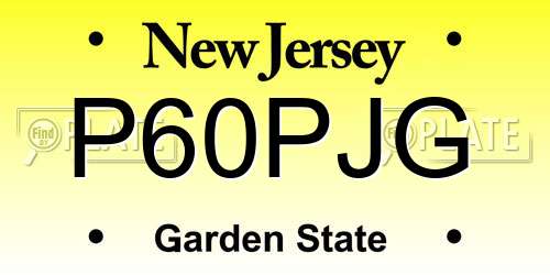 P60PJG New Jersey License Plate