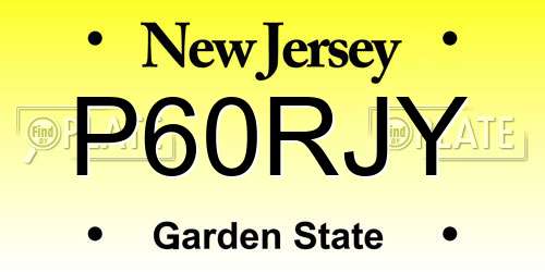 P60RJY New Jersey License Plate