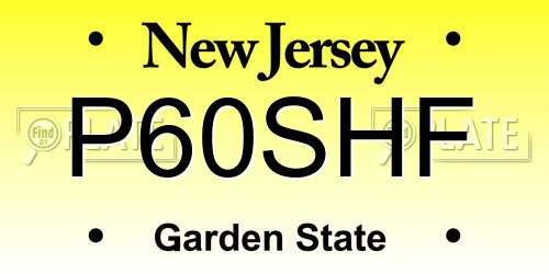 P60SHF New Jersey License Plate