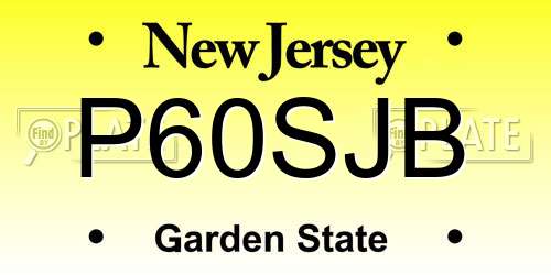 P60SJB New Jersey License Plate