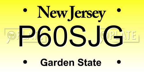 P60SJG New Jersey License Plate