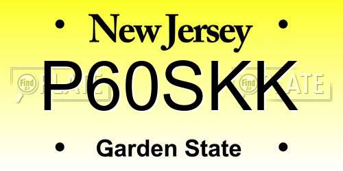 P60SKK New Jersey License Plate