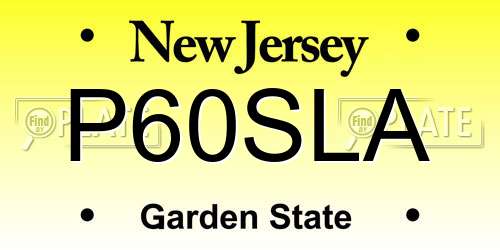 P60SLA New Jersey License Plate