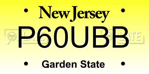 P60UBB New Jersey License Plate