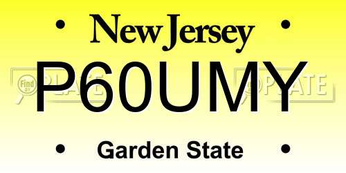 P60UMY New Jersey License Plate