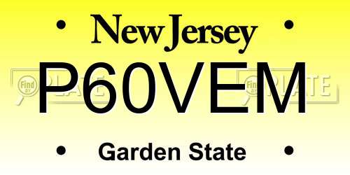 P60VEM New Jersey License Plate