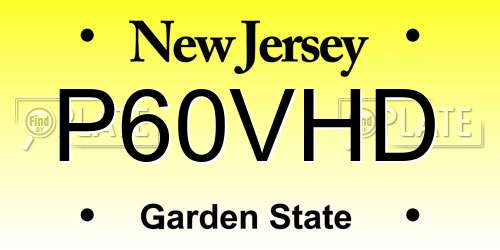 P60VHD New Jersey License Plate