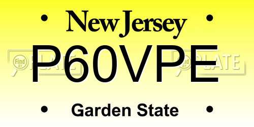 P60VPE New Jersey License Plate