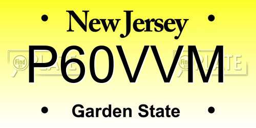 P60VVM New Jersey License Plate