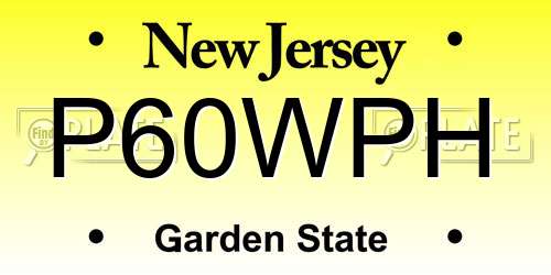 P60WPH New Jersey License Plate