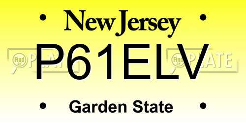 P61ELV New Jersey License Plate