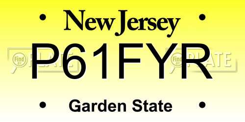 P61FYR New Jersey License Plate