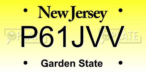 P61JVV New Jersey License Plate