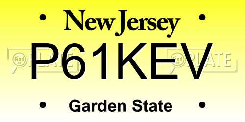 P61KEV New Jersey License Plate