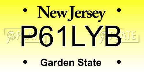 P61LYB New Jersey License Plate