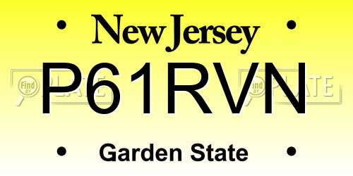 P61RVN New Jersey License Plate