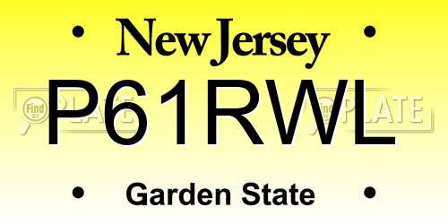P61RWL New Jersey License Plate