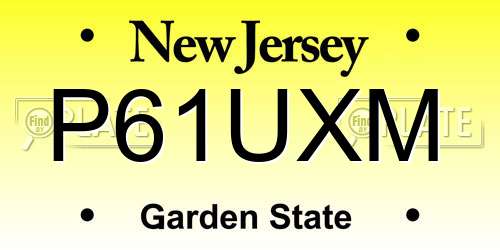 P61UXM New Jersey License Plate