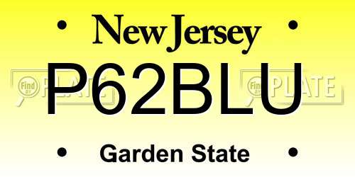 P62BLU New Jersey License Plate